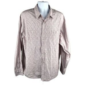 Lorenzo Men's Button Down Shirt ~ Sz XXL ~ Red & White ~ Long Sleeve ~ Striped